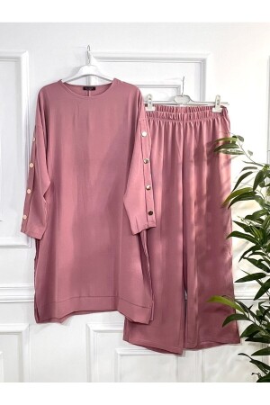 Ayperi Buttoned Ayrobin Suit - Powder - Aşkı Endam