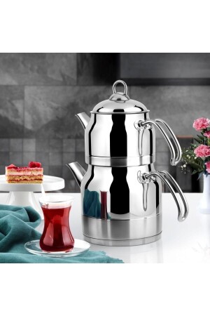 Ayperi Stahl-Teekanne, Metallgriff, Mini-Teekanne, 0,70 l, Kanne 1,20 l, LNS-AYPERİ-MTL - Lines