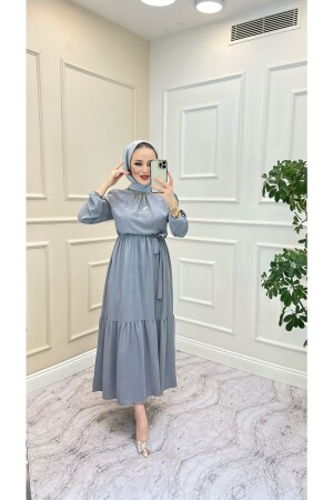 Ayrobin Dress with Ruffle Detail on the Collar - İpek Tutuş