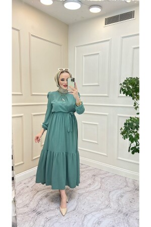 Ayrobin Dress with Ruffle Detail on the Collar ayropı8-0j - İPEK TUTUŞ