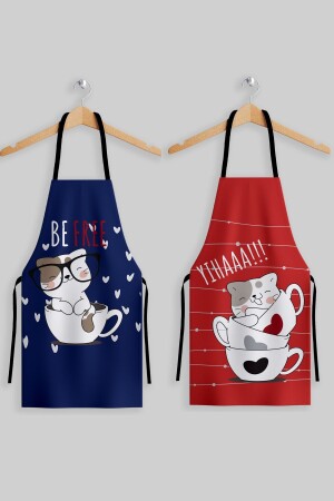 Ays Home Free Cat 2-teiliges Küchenschürzen-Set (60 cm x 70 cm) - Ayshome