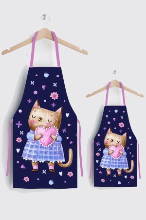 Ays Home Heart Cat Mother Child 2 Piece Kitchen Apron Set - Ayshome