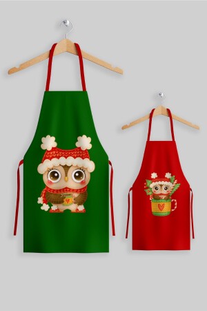 Ays Home Mother Child New Year Green Red Kitchen Apron Set AYSO367 - AYSHOME