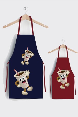 Ays Home Navy Blue Red Mother and Child 2-Piece Kitchen Apron Set AYSO338 - AYSHOME