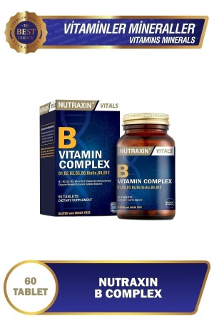 B Complex Vitamin 60 Tablets B1- B2- B3- B5- B6- B12 - Nutraxin