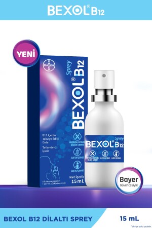 B12 Sublingual Spray - 15 ml Food Supplement Containing Vitamin B12 8699546650088 - Bexol