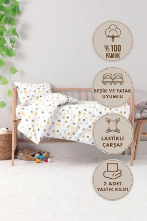Baby 100% Cotton Astronaut Baby Duvet Cover Set - Anthracite - Favora