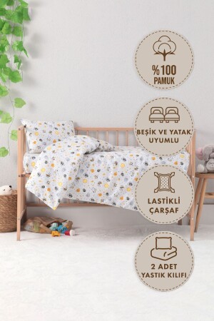 Baby 100% Cotton Astronaut Baby Duvet Cover Set - Gray - Favora