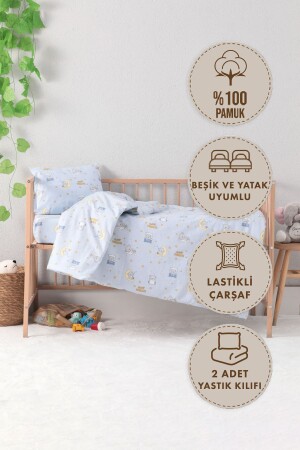 Baby 100% Cotton Dream Sweet Baby Duvet Cover Set - Blue - Favora