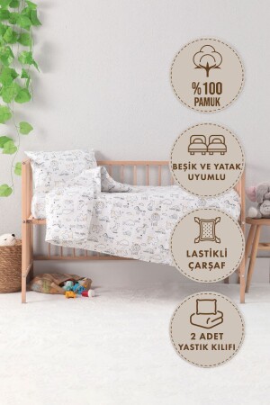 Baby 100% Cotton Happy Baby Duvet Cover Set - White - Favora
