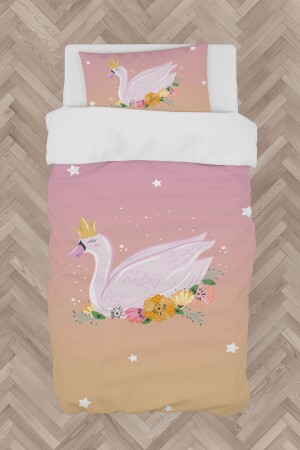 BABY AND CHILDREN'S ROOM Floral Swan Patterned Duvet Cover Set - Mekta Home