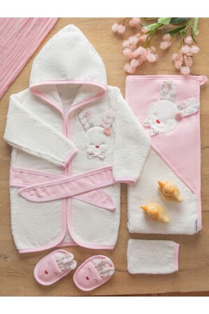 Baby Bathrobe Set Girl Organic Antibacterial Special Stitched - Sarebaby