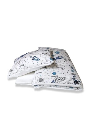 Baby Boy Cotton Space White Duvet Cover Set 100x150 931 - Bebek Özel