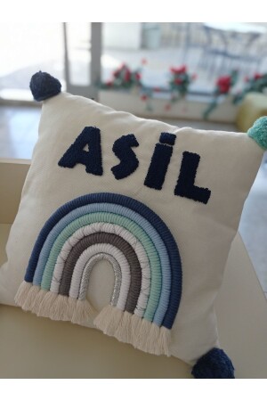 Baby Boy Gift Personalized Punch Embroidered Pillow Mkrm1014 - Makrome