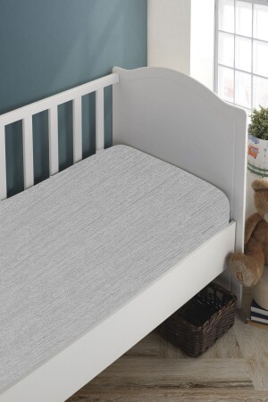 Baby-Child Organic Cotton Elastic Combed Bed Sheet 60x120 - 70x140 cm Matching Gray - Ladynil