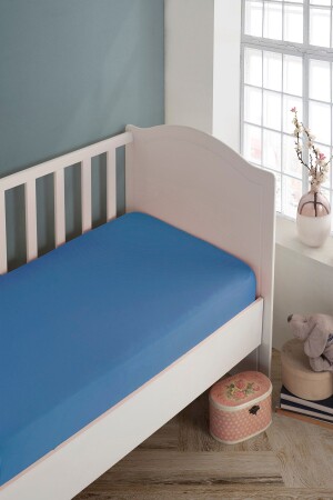 Baby-child Organic Cotton Elastic Combed Bed Sheet 60x120 - 70x140 Matching Blue - Ladynil