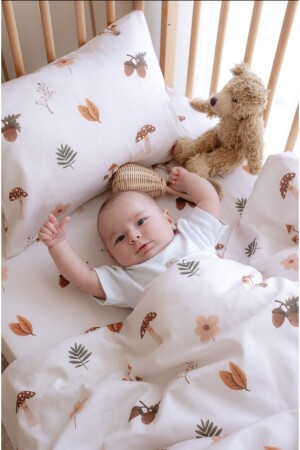 Baby Crib - Park Bed - Mother's Side (60X120 CM) Duvet Cover & Sheet Set - Cotton Satin - Forest - Lollie Baby&Kids