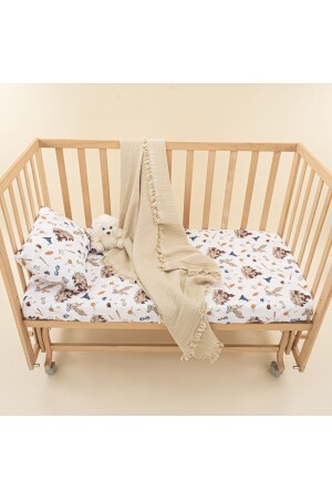 Baby Duvet Cover Set - Four Layer Muslin Blanket-Pillowcase-Elastic Sheet- Stone - Harry - Yunikobaby