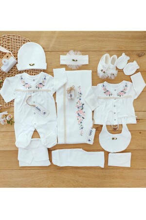 Baby Girl Natural Luxe Organic Ecru Hospital Discharge Set - Sitilin