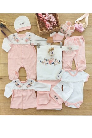 Baby Girl Pink Set of 10 Hospital Released Natural Embroidered - Sitilin