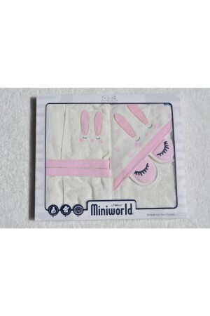 Baby Girl Pink Sleeping Rabbit Bathrobe Set - Miniworld