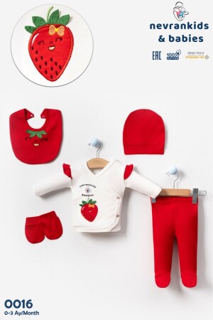 Baby Girl Strawberry Embroidered Set of 5 Hospital Release - Bkm22