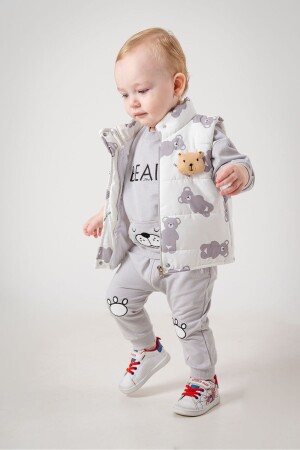 Baby-Jungen-Teddybär-Zubehör, aufblasbare Weste, Trainingsanzug, zwei Strings, 3-teiliges Set 6060 - Jikko Baby
