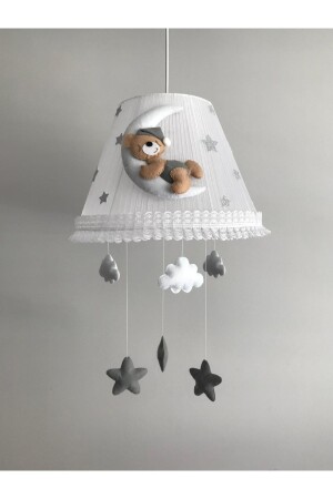 Baby Kids Room Chandelier Moon Teddy Bear Brown Gray White Cloud Gray Star browngrayteddy bearstar - Keçeli parti hayalleri