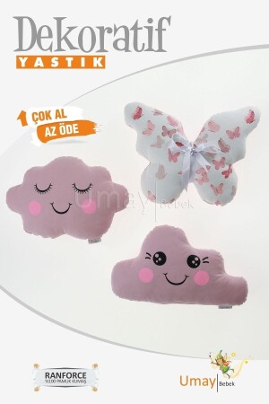 Baby Kids Room Decorative Pillow, Butterfly Pillow, Cloud Pillow, Decor Pillow UMAYYST3 - Umaybebek