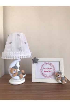 Baby Kids Room Lampshade And Frame Coffee Teddy Bear Gray Hat graycoffeelampshadeteddy bear - Keçeli parti hayalleri