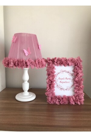 Baby Kids Room Lampshade And Frame Dusty Rose Flower Butterfly LampshadeFrameDried RoseButterfly - Keçeli parti hayalleri