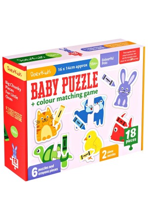 Baby Puzzle Renkli Hayvanlar Baby Puzzle | 18 Parça | Crayon Eşleştirme baby01 - DoerKids