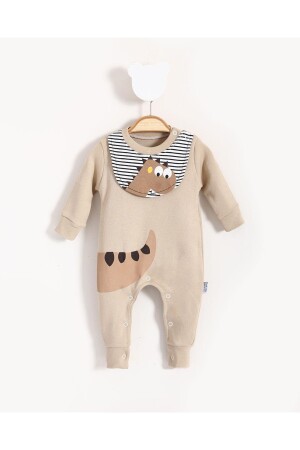 Baby Romper with Dinosaur Image and Bib Detail - Bubito
