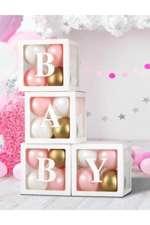 Baby Şeffaf Balon Kutusu Baby Yazılı Harf 25x25cm - Parti Pera