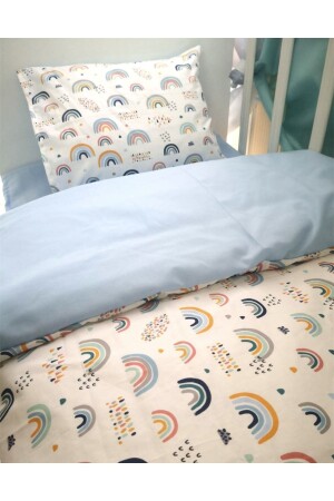 Baby Special Cotton Kids Teenager Single Duvet Cover Set Blue Rainbow 1675 - Babynia