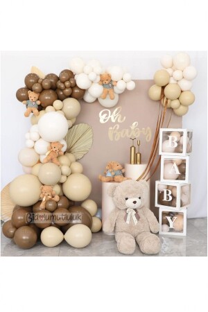 Baby Written Balloon Box Caramel Birthday Set - Bidolumutluluk