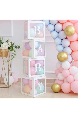Baby Written Transparent White Box Balloon Set 33 Pieces - Doğumgünü Marketim