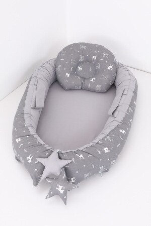 Babynest- Baby Sleeping Bed 0-2 Years - Gray Cat Pattern - Umaybebek