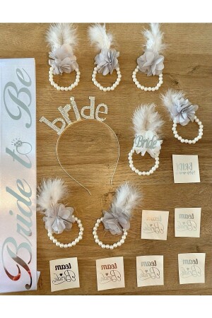 Bachelorette Party Letter Detail Bride Bridesmaid Bracelet Crown Set - Azebu