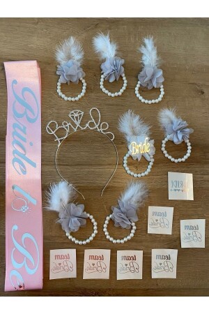 Bachelorette Pink Silver Bracelet Crown Set (With Tattoo Gift) - Azebu