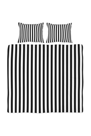 Back To Basics - Black Striped Double Duvet Cover Set HBT001 - Helen George
