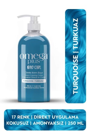 Bad Girl TURKUAZ Amonyaksız Renkli Saç Boyası 250ML - Omega Plus