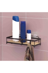 Badezimmer-Duschregal in Holzoptik mit Haken 03TXN182 - Teknotel