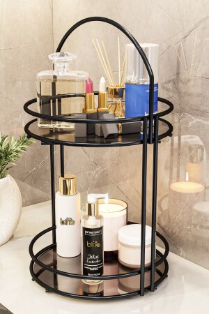 Badezimmer-Organizer, 2 Etagen, 40 cm, Schwarz, Luxus-Organizer, Organizer, Badezimmer-Regal, Shampoo-Halter, dekorativ - Bino