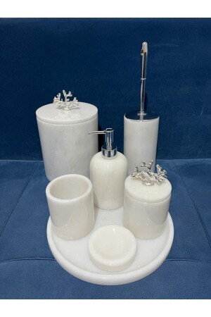 Badezimmer-Set aus weißem Marmor, 7-teilig, 0718716960777 - Genel Markalar