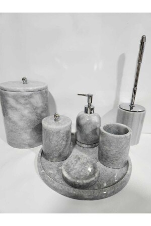 Badezimmerset aus grauem Marmor, 7 Liter - Saritaş