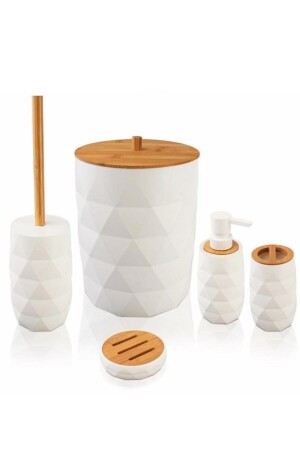 Badezimmerset mit Bambusbezug, 5-teilig - İndecor