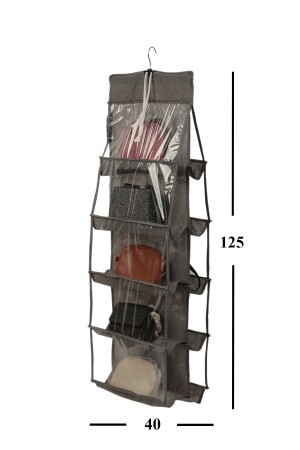 Bag Organizer Hanging Closet Organizer with 10 Pockets (GREY) - Adarya