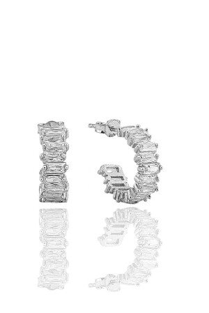 Baguette Stone Eternity Earrings - Söğütlü Silver