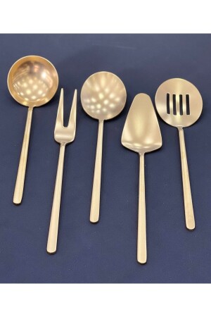Bahama 5 Piece Matte Titanium Gold Sauce Service Set CMDİÇKK03 - BRONDOFF